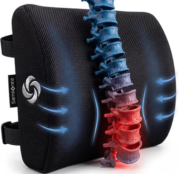 Lumbar Support Pillow Chair, Lower Back Support for Car, Back Pillow Desk Chair Cushion with Memory Foam, Improved