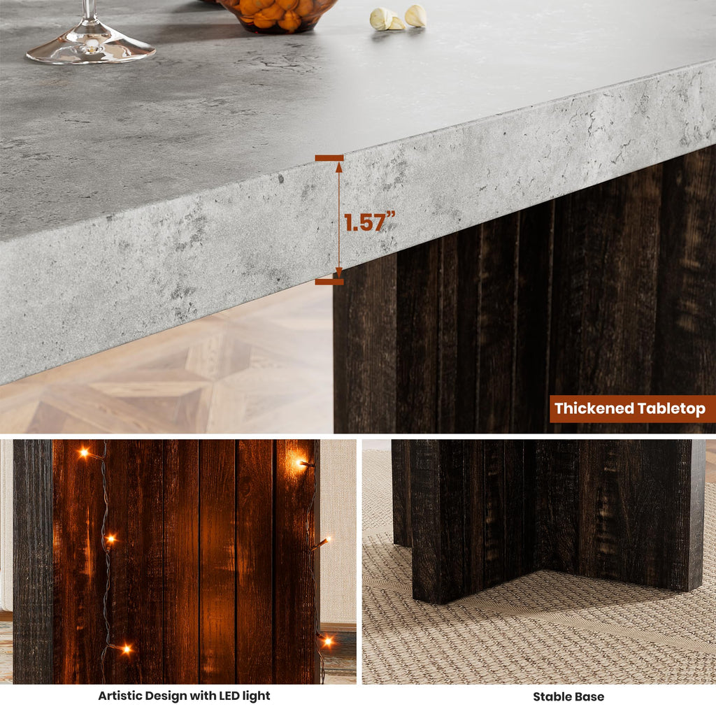 Bar Table for 4-6 People - 55" Long Counter Height Pub with Extra Thickened Tabletop, Modern Rectangular Home Bar