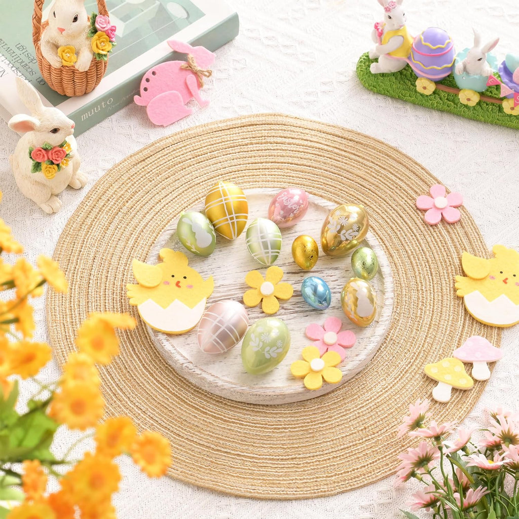 Easter Eggs Tree Ornaments, Medium Pastel Pink Green Plastic Easter Eggs Bulk Tree Decorations, 1.2"-2" - Set of 26