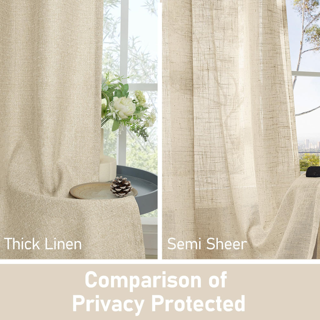 Oatmeal Linen Curtains 84 inch Length 2 Panels