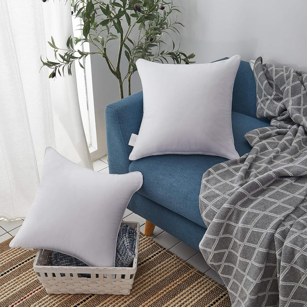 18"x18" Pillow Inserts () - Throw Pillow Inserts with 100% Cotton Cover - 18 Inch Square Interior Sofa Pillow - Set of 2