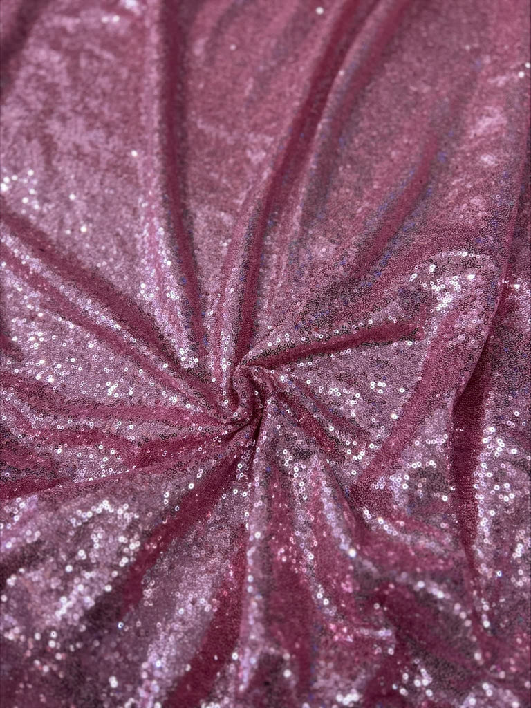 Dusty Rose Glitz Sequin Mini Disc Fabric 2 Yards - Sparkly Glitz Sequins | DIY Arts - 54" Wide Colorful Sequin Fabric