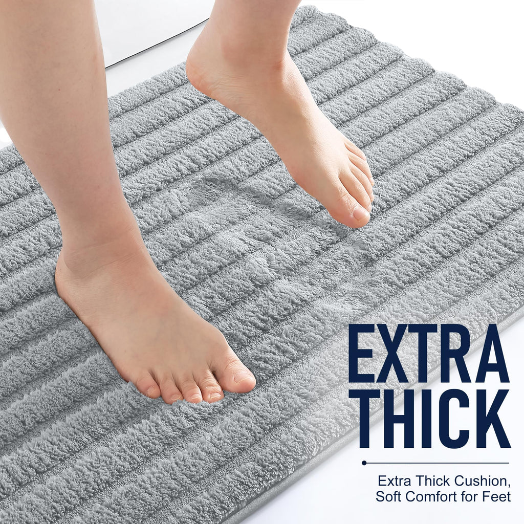 Bathroom Runner Rug 47x17, Soft Absorbent Striped Plush Bath Mat