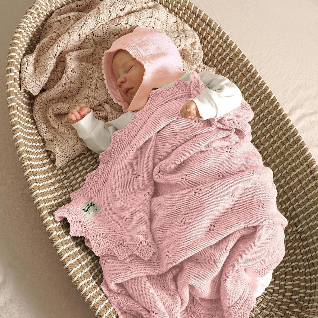 Cotton Baby Blanket Knitted Crochet Receiving Crib