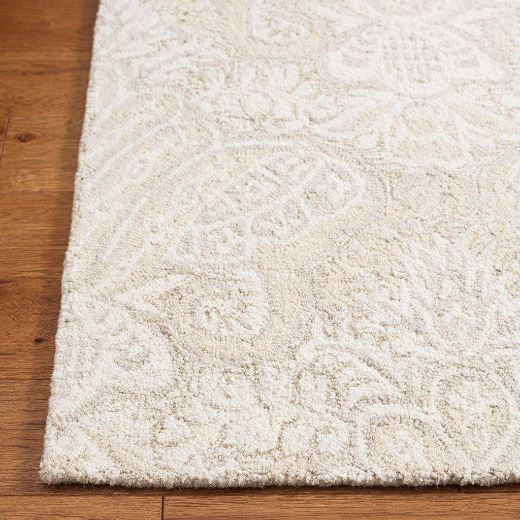 Micro-Loop Area Rug - 9' x 12', Beige, Handmade Wool