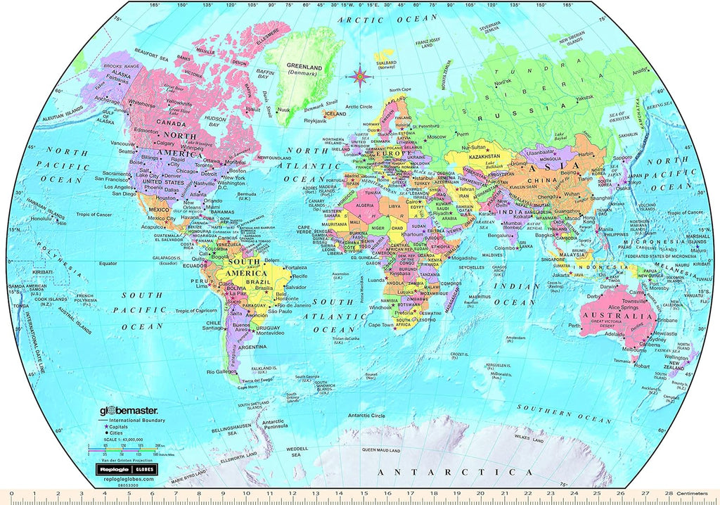 Student - Educational Classic World globe, Blue Ocean, Raised Relief feature, including a bonus map, made in USA