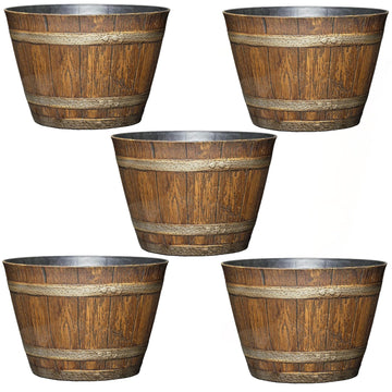 Whiskey Barrel Planter 5 Pack, 9", Distressed Oak