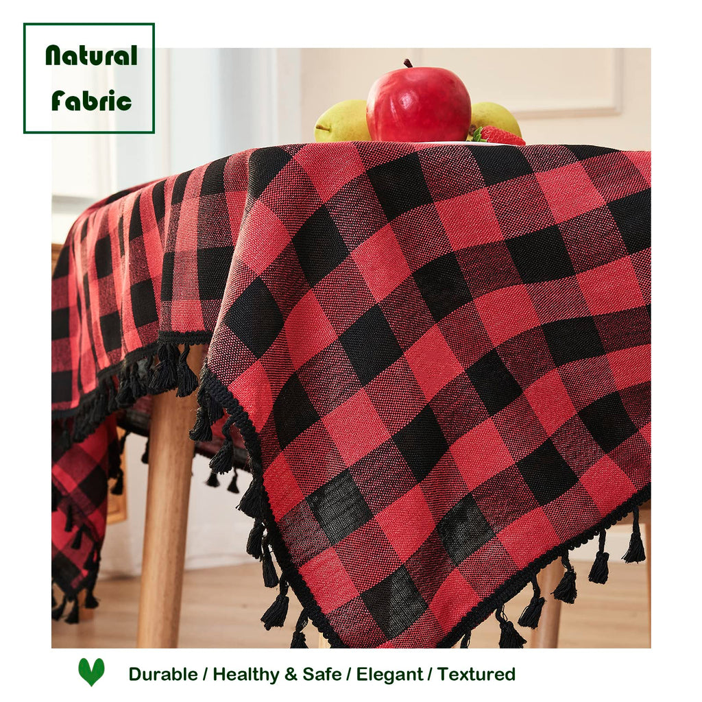 Red Black Buffalo Plaid Christmas Tablecloth 55"x102"