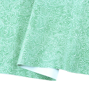 Faux Leather Fabric 1 Yard Cut 36"X54" Embossed Floral Pattern Craft Vinyl for Upholstery, DIY Crafts, Handbags