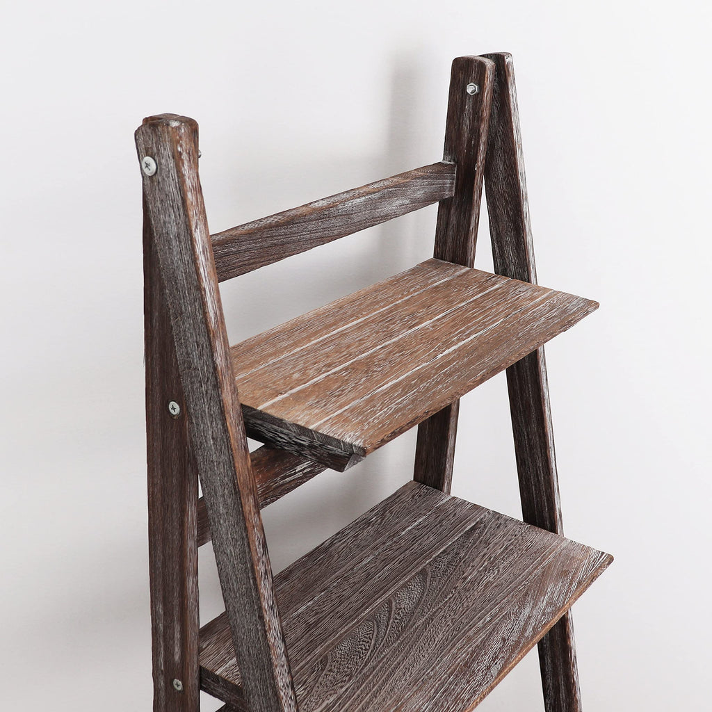 Ladder Shelf - Distressed Bookshelf - Rustic Ladder Bookshelf (Umber)