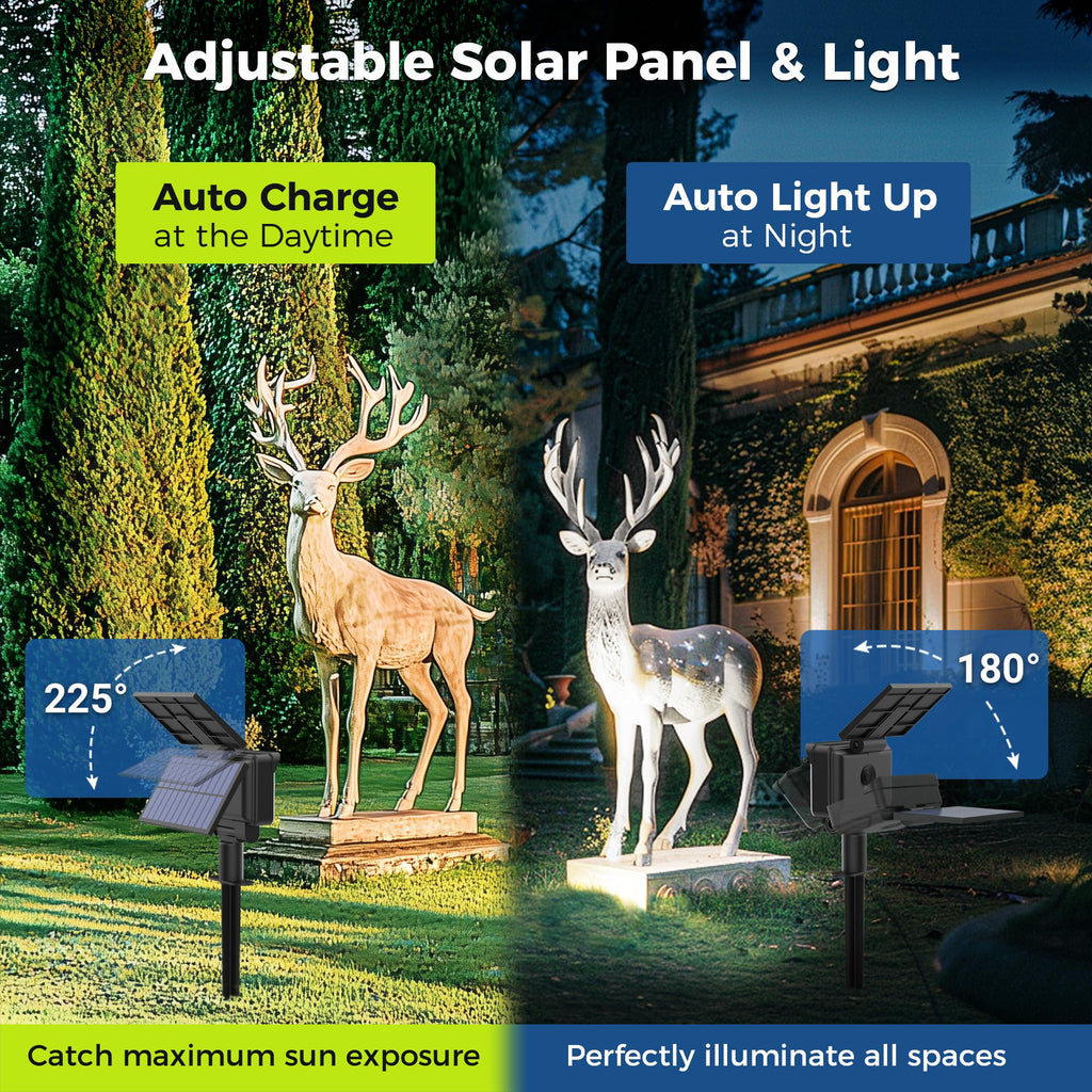 Solar Spot Lights Outdoor Waterproof, 4 Packs, Cool White
