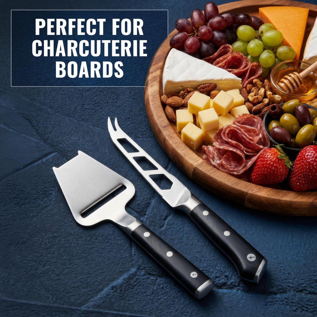 Cheese Knife Set, 5" Knife & 3.5" Slicer for Soft & Hard Cheese