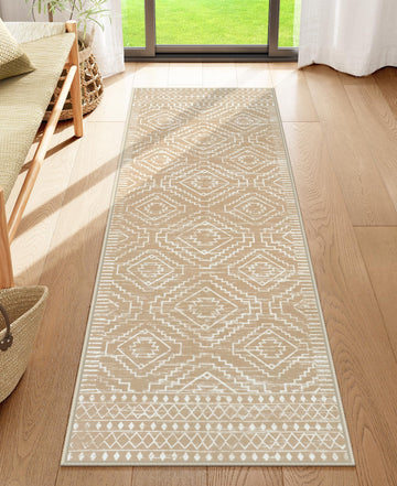 Washable Kitchen Runner Rug 2x6, Moroccan Runners, Non Slip Bohemian Soft Bathroom Throw Mat Geometric Carpet Runner