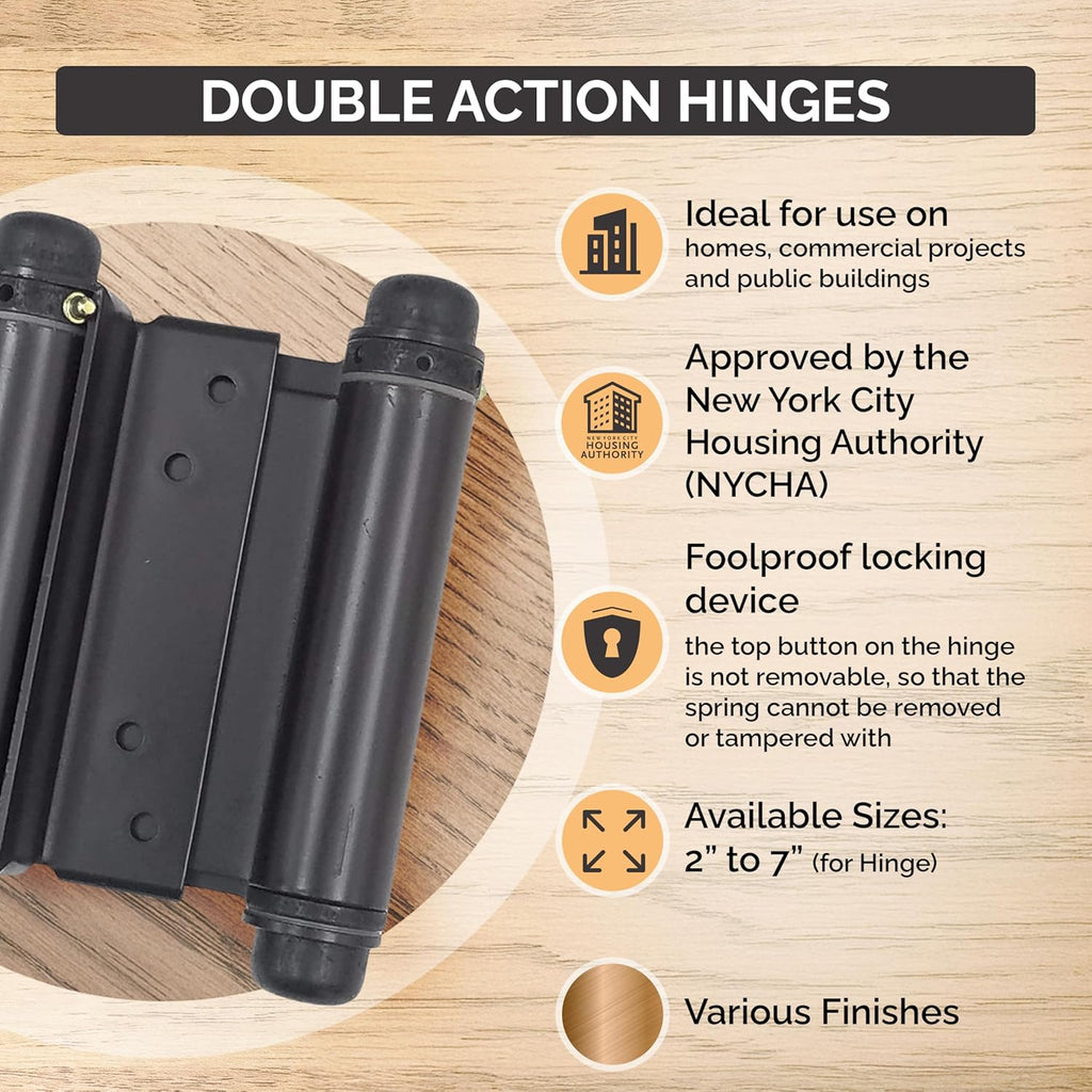 Adjustable Double Action Spring Hinge, Saloon, Swinging or Cafe Door Hinges