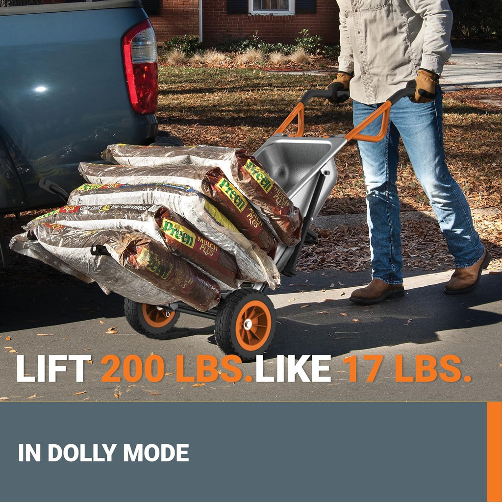 Wheelbarrow Heavy Duty Dolly, 8-in-1 Aerocart Garden Cart, WG050 | lift 200 lbs like lifting 17 lbs; 8-in-1