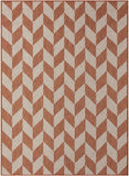 Patio Country Calla Contemporary Herringbone Indoor/Outdoor Area Rug, Orange/Ivory , 5'2"x7'2"