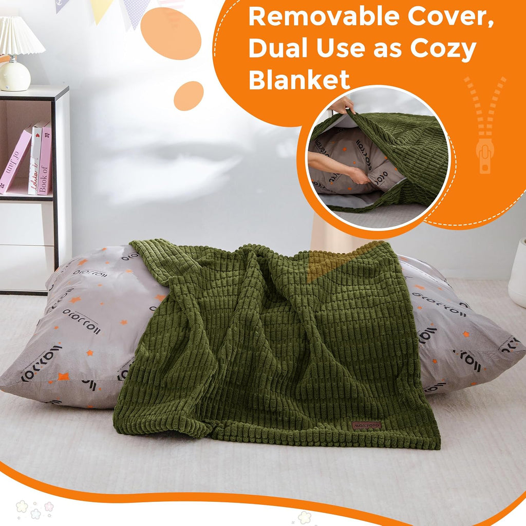 Kids Bean Bag Chair, 3 in 1 Convertible Bean Bag Sofa with Removable Cover for Children, Soft Floor Lounger