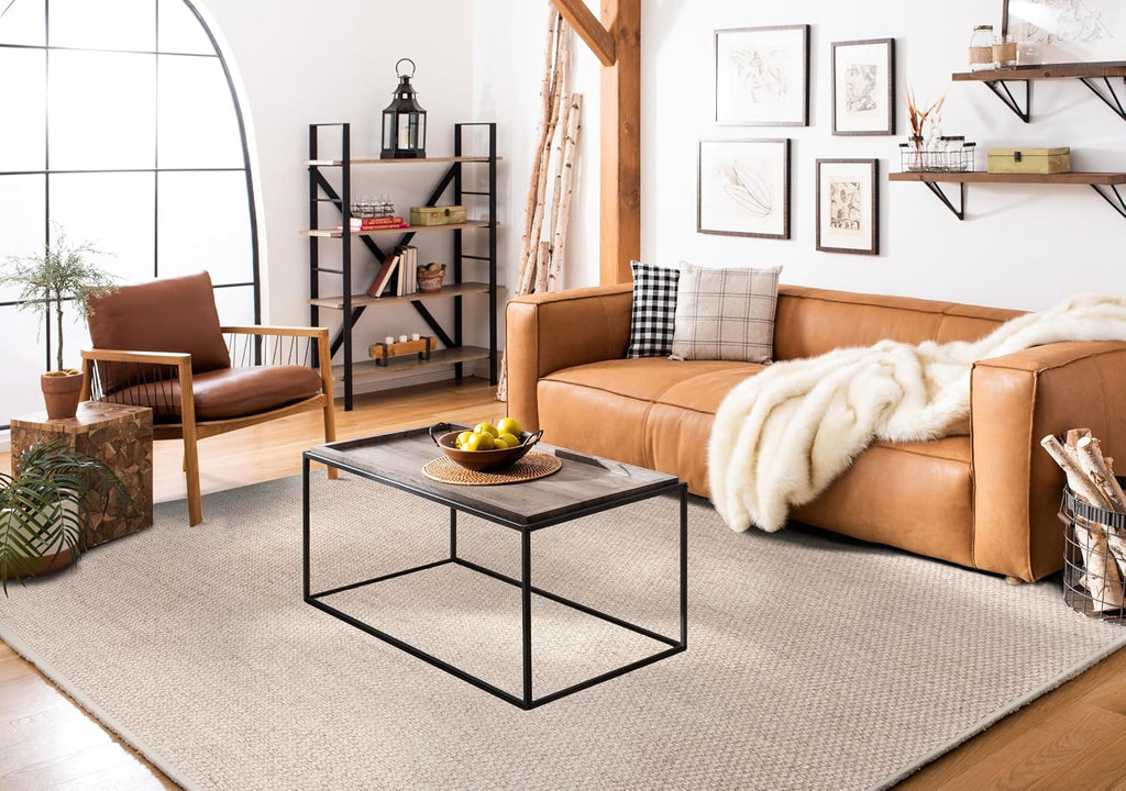Area Rug - Natural Fiber Collection - Large - Marble, Sisal, Woven Design with Border (NF525C)