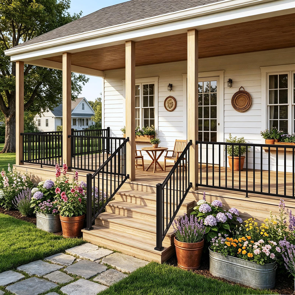 42 in H. x 8 ft W. Aluminum Deck Railing Kit with 45 in Post