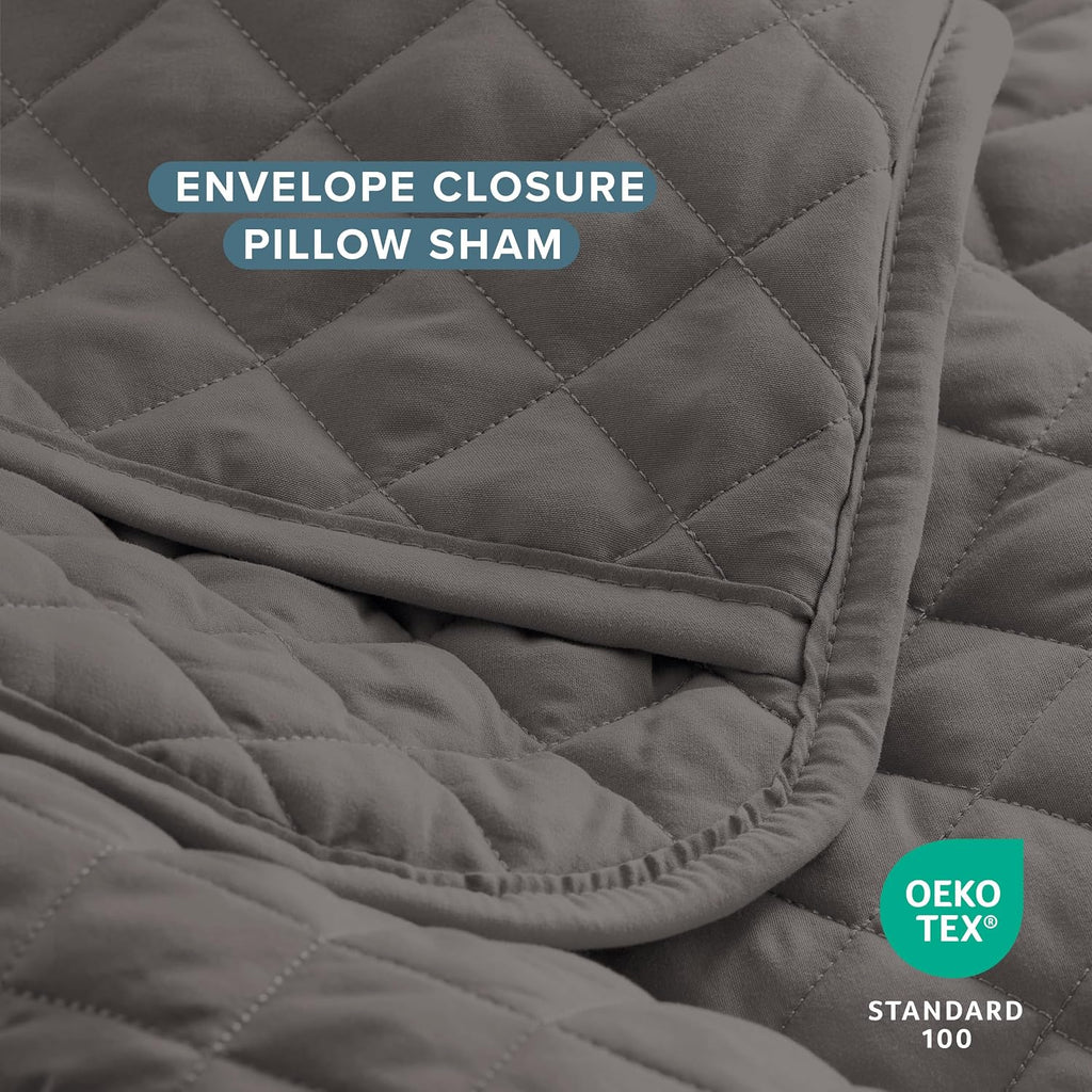 Coverlet Set - King - Lightweight Bed Decor - Comforter Alternative - All-Season Quilted Bedspread (King, Grey)