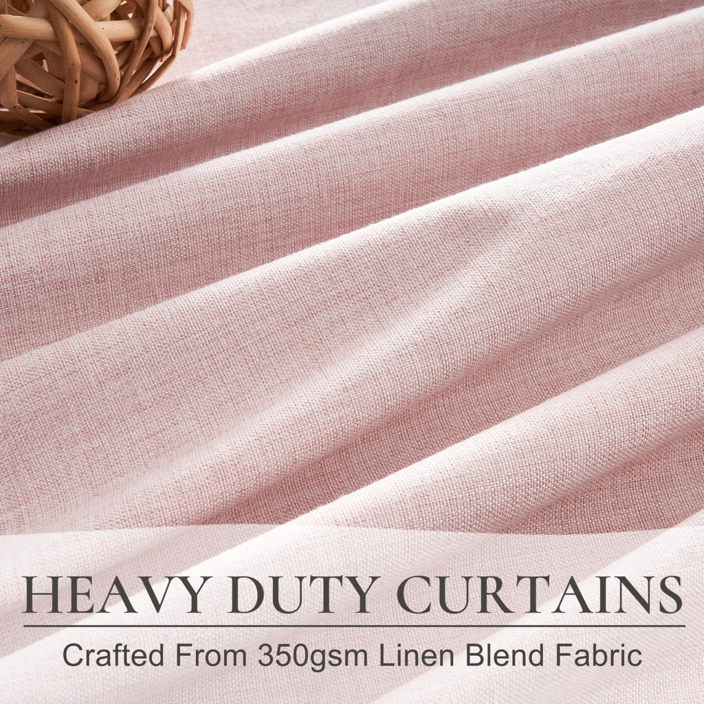 Baby Pink Modern Pinch Pleated Curtains & Drapes 84 Inch Length 2 Panels Set, Blackout Thick Linen Blend Thermal