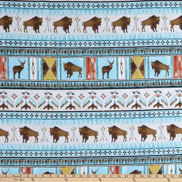 Buffalo Run Stripe Ecru, Fabric by the Yard