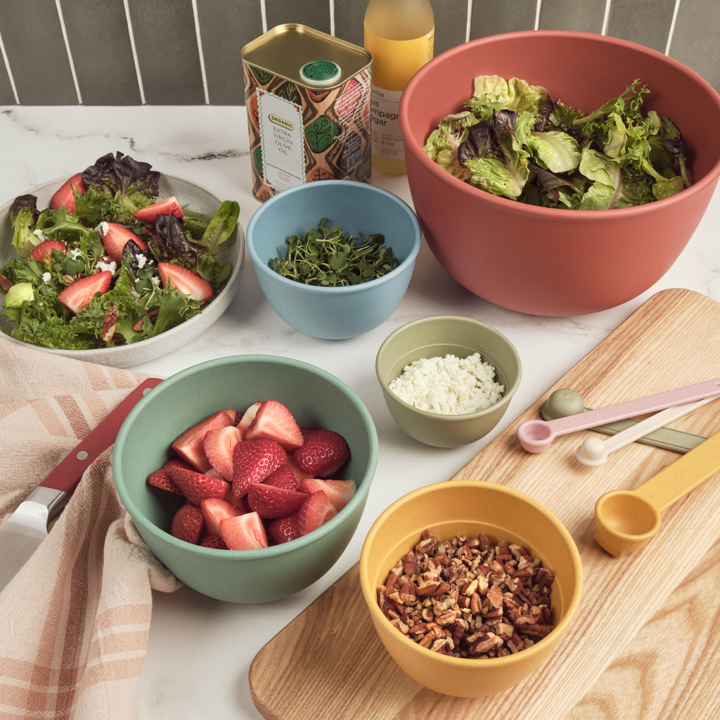 Mixing Bowls | 5 Piece Plant-Based Nesting Bowl Set | Matte Finish | Multi-Color | Dishwasher and Microwave Safe