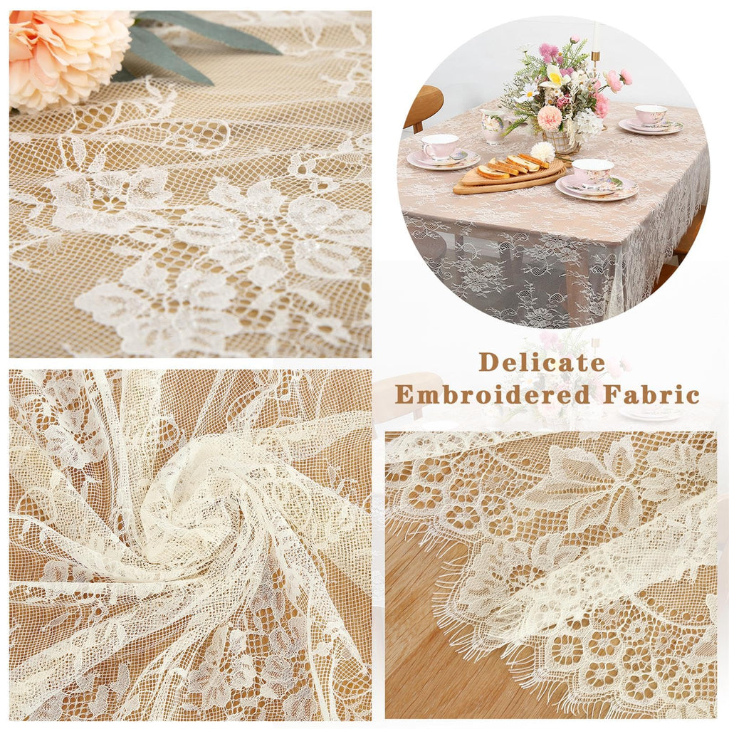 Lace Tablecloth 5 Pack Ivory Wedding Table Cloth 60 x 120 Inch