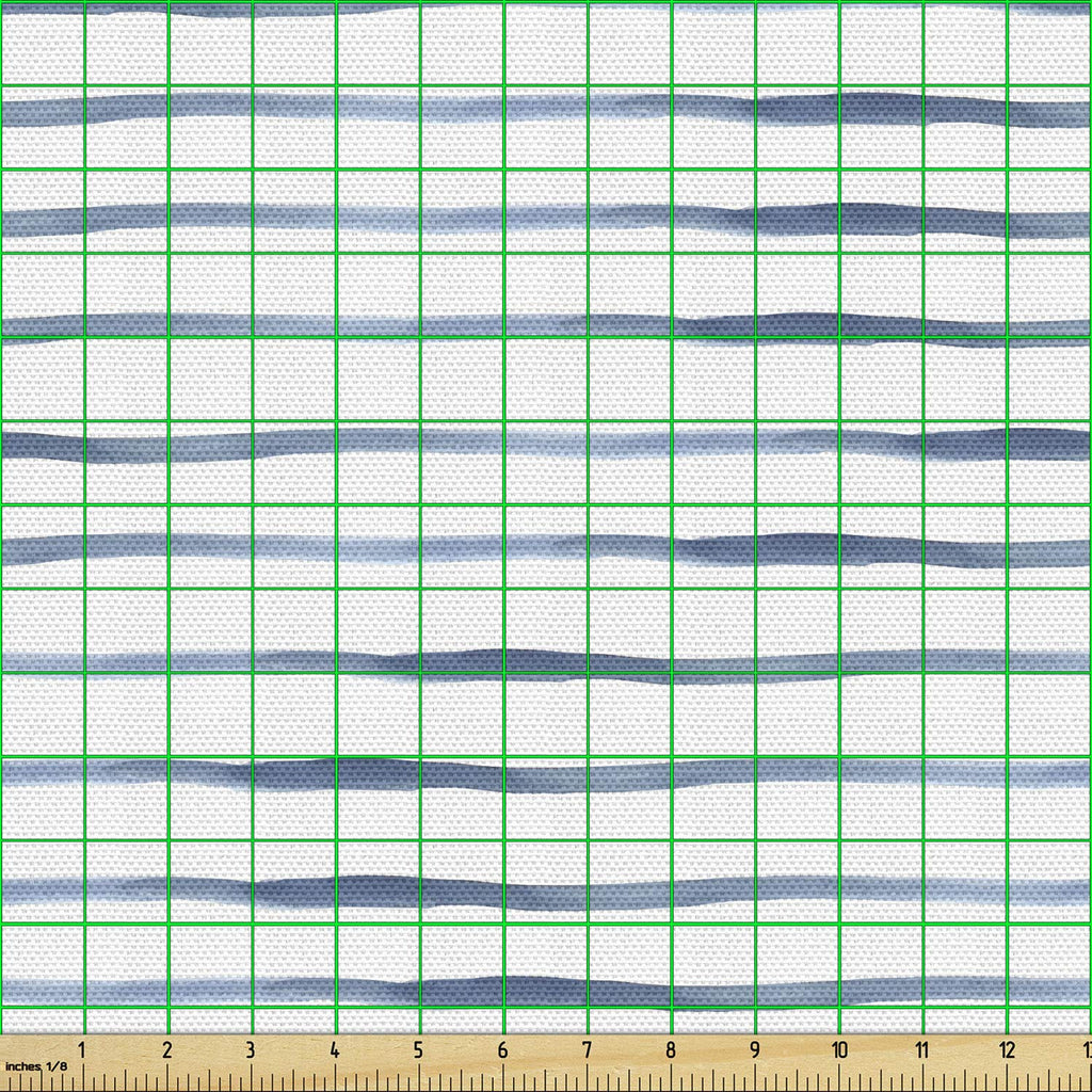 Harbour Stripe Fabric by The Yard, Abstract Brushstroke Nautical Horizontal Lines Soft Picture, Material Water