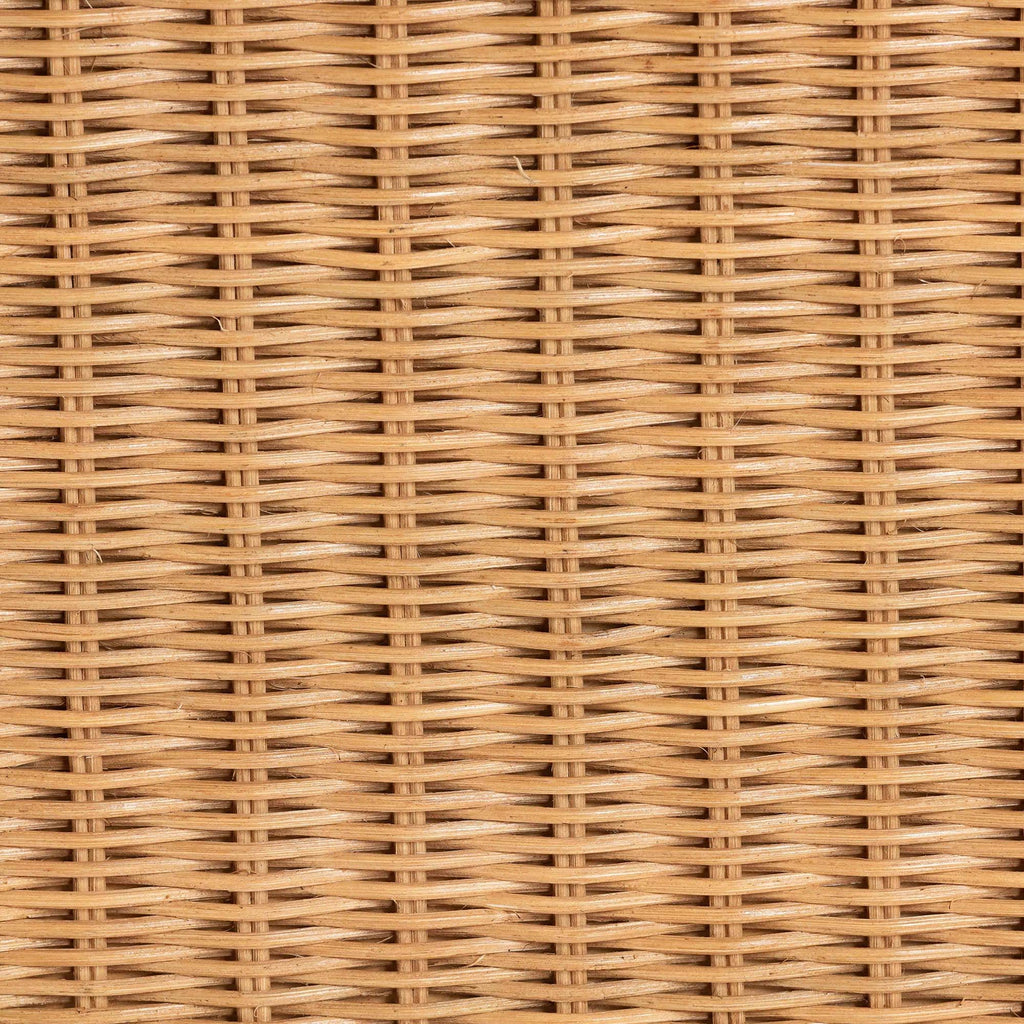 Deborah Natural Rattan Console Table - Handwoven Wicker Accent Table with Cabriole Legs, Scalloped Coastal Cottage