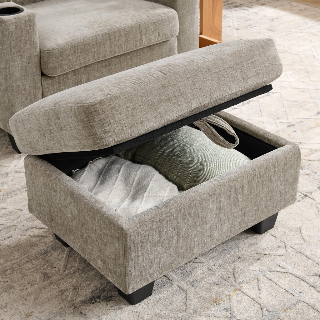 Accent Chair and Storage Ottoman Set, Versatile Single Chaise Lounger Convertible Sleeper Chair Bed W/Reclining