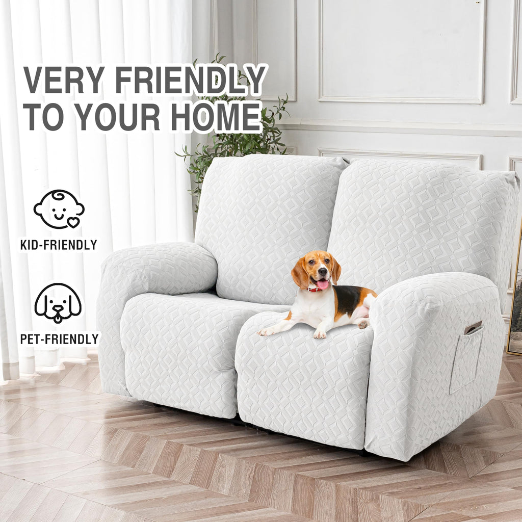 Waterproof Recliner Loveseat Cover, 2 Seat Couch Cover, Ivory White