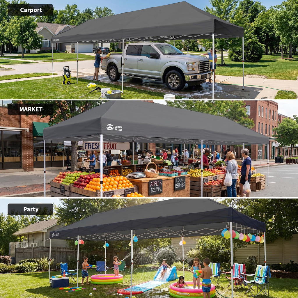 10x30 Commercial Pop Up Canopy Tent, Gray