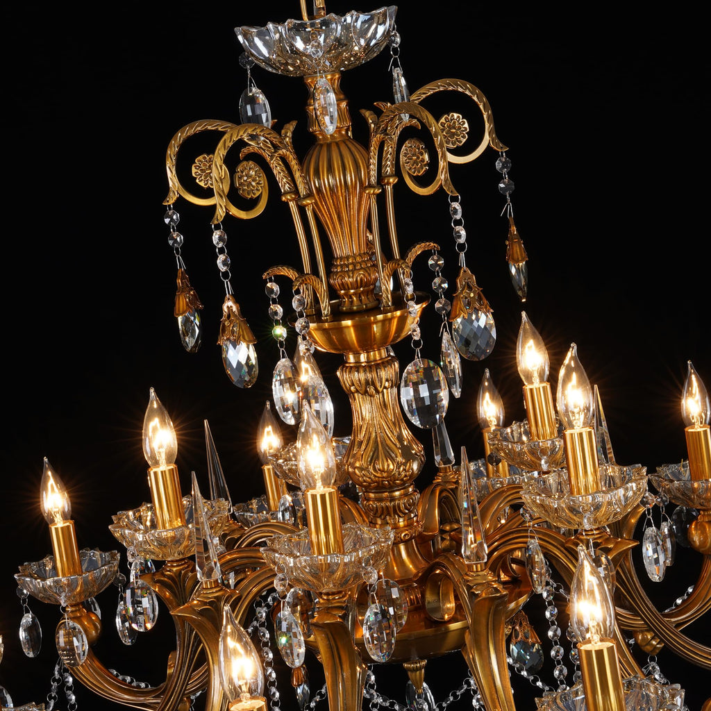 Antique Gold Bronze Crystal Chandeliers Candle Style Hanging Light