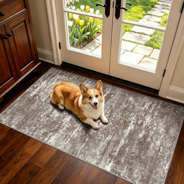 Entryway Runner Rug 2x4ft, Non Slip Carpet Runner, Brown