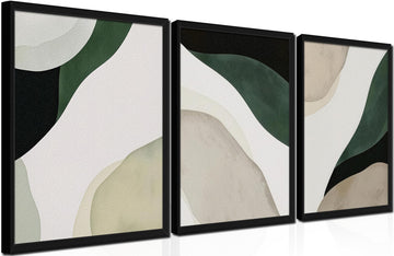 Framed 3D Textured Green Abstract Wall Art, Modern Abstract Wall Decor Paintings, Contemporary Minimalist Neutral