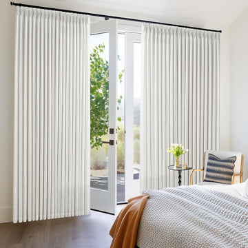 Ivory White Pinch Pleated Linen Curtains 1 Panel for Living Room Bedroom Memory Training Shaped Semi Sheer Pleat