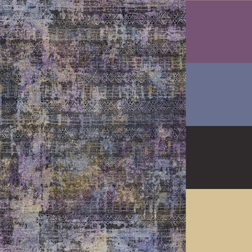 2x6 Purple Slate Blue Overdyed Distressed Boho Abstract Washable Runner Rug
