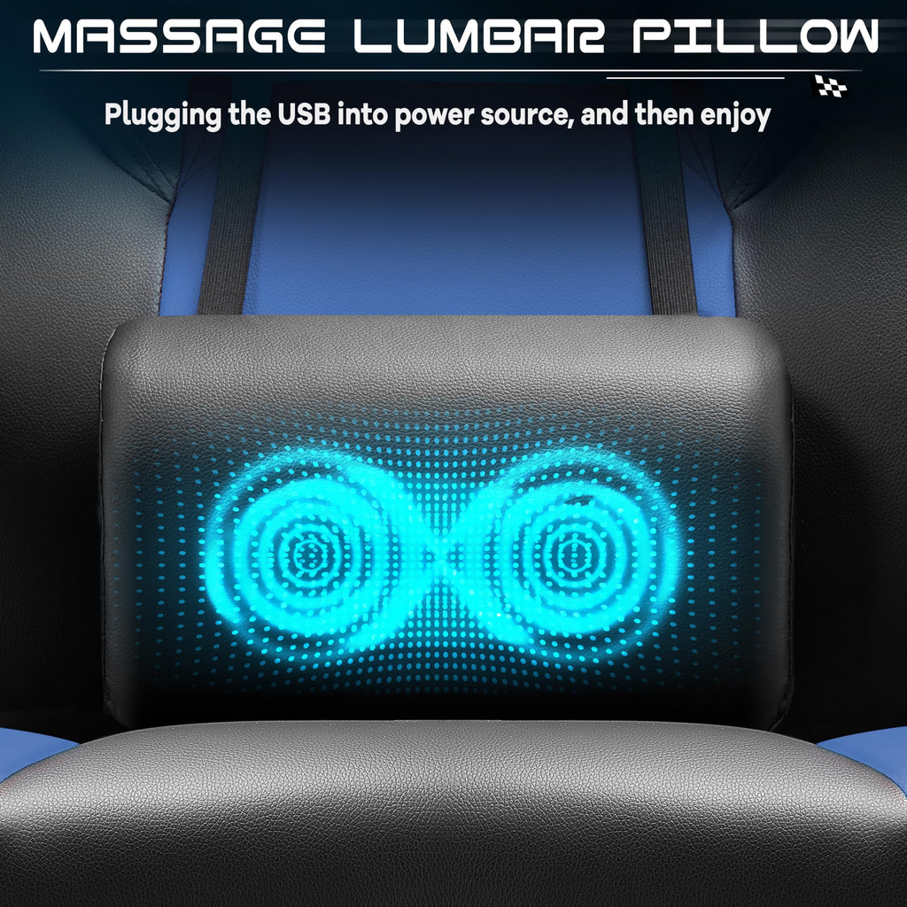 Video Game Chair for Adults, Gaming Chair with Footrest, Big and Tall Computer Chair with Massage Lumbar Support