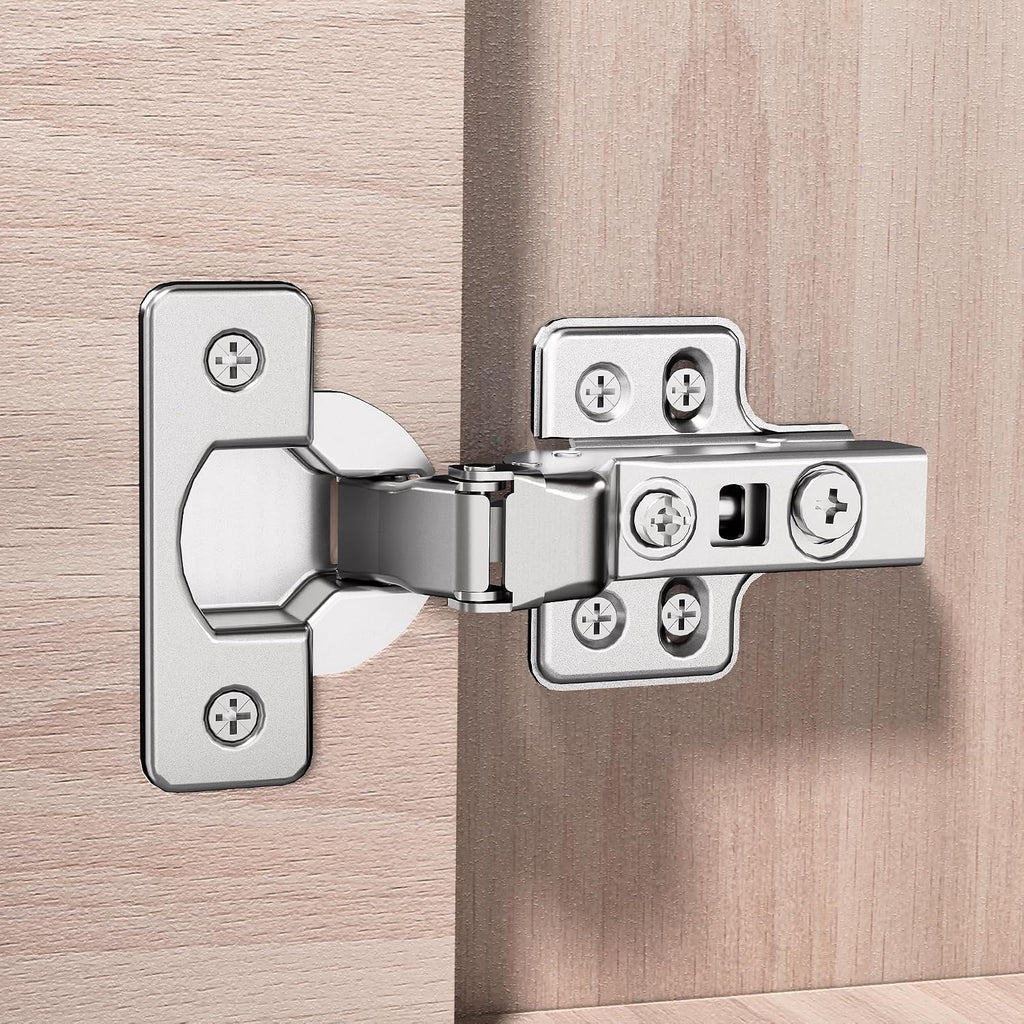 2pcs Professional Grade Inset Soft Close Cabinet Hinges, Frameless Concealed European Style with Four-Hole Clip-On