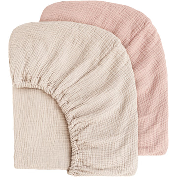 Muslin Crib Sheets 2 Pack, 100% Cotton, 52 x 28 in, Pink