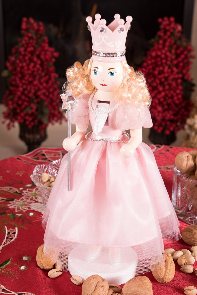 Sugar Plum Fairy 14 Inch Traditional Wooden Nutcracker, Festive Christmas Décor for Shelves and Tables