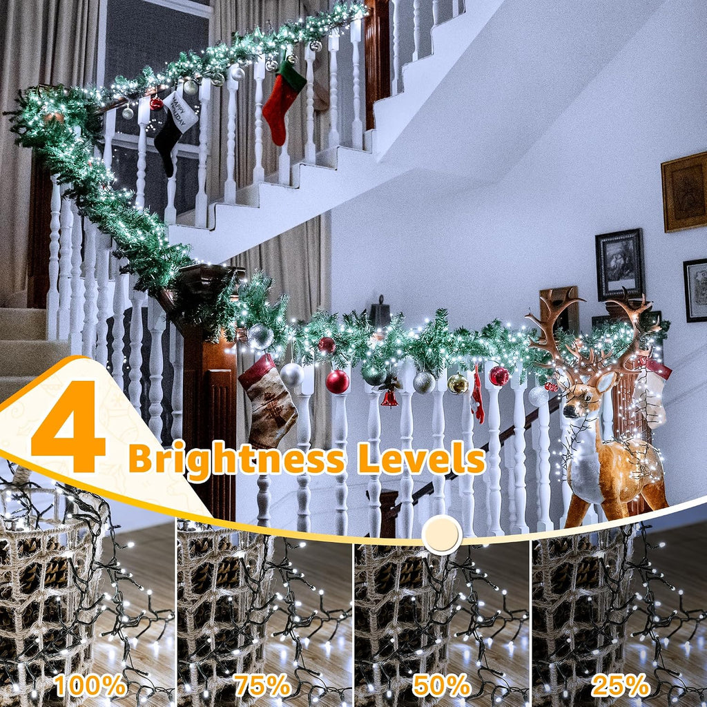 Cluster Lights Christmas 1000LED 49FT, Cool White Plug in Tree Light
