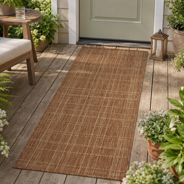 2x6 ft Indoor Outdoor Runner Rugs Porch Hallway Kitchen Door Entrance Long, Textured Weave Polypropylene, Durable for