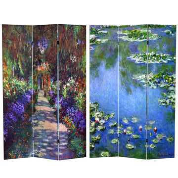Double Sided Works of Monet Canvas Folding Screen - Lilies/Garden at Giverny, 6 ft. Tall