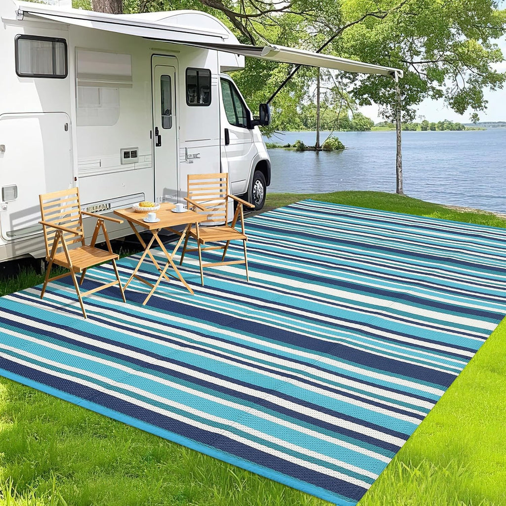 Large Outdoor Rug Waterproof Plastic Straw Rug Geometric Striped Outdoor Area Rug Modern Lines Outside Carpet