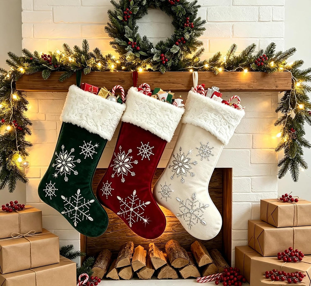S Christmas Stockings Personalized Sparkle Stocking 18 Inches Stocking Xmas Holiday Party Family Decorations