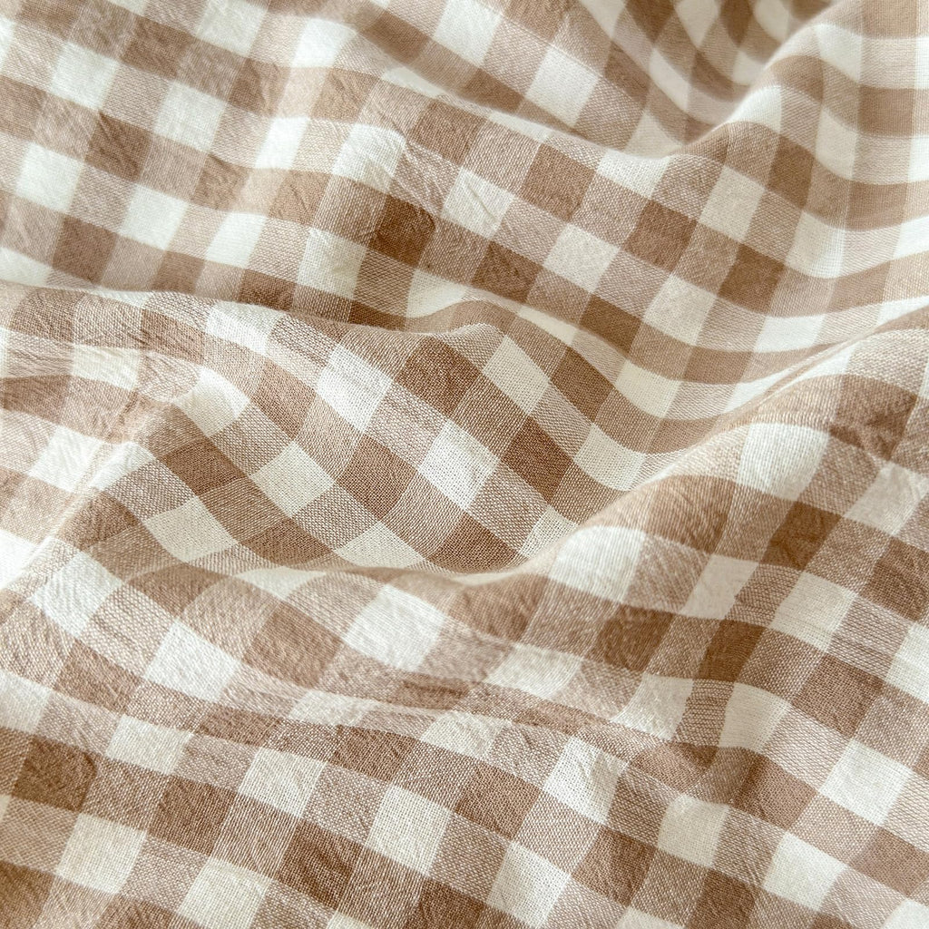 Tan Gingham Pillowcases Set Farmhouse Standard Size Pillow Shams Buffalo Taupe Plaid Pillowcases Set of 2, Grid
