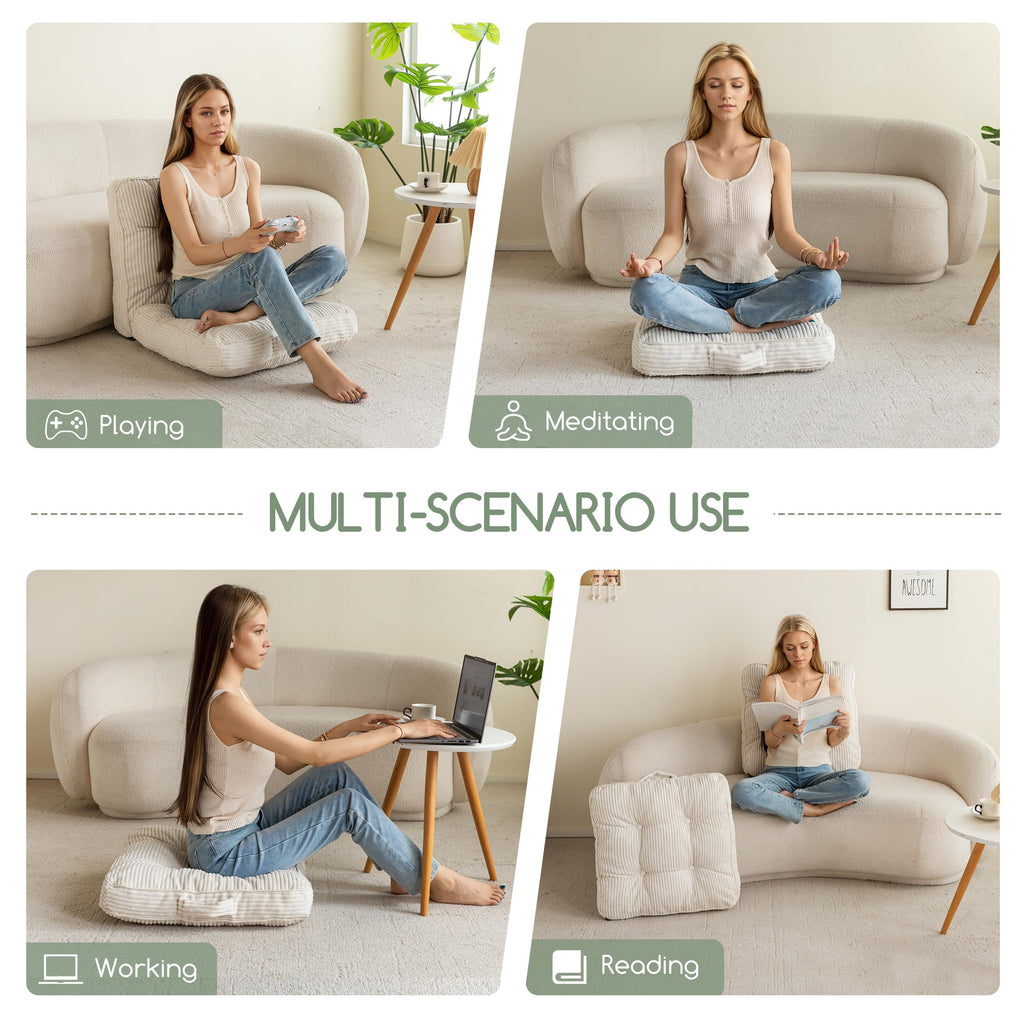 Floor Pillow Cushion for Adults, Meditation Cushion Pillow, Large Square Floor Sitting, Tufted Corduroy Cover, for