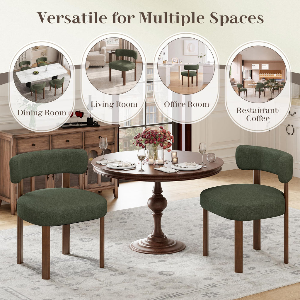 Wooden Dining Chairs Set of 4, Upholstered Kitchen Chairs with Solid Wood Legs, Mid Century Dining Room Chair with
